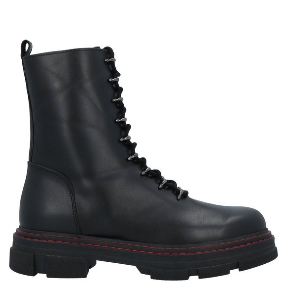 NIB Kurt Geiger London Black Leather Lace or Zip Combat Boots Cool Details! - Picture 7 of 14